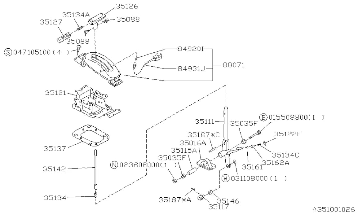 Vista explodida do Catálogo de Peças Subaru Vivio 1993-2000 — exemplo 3
