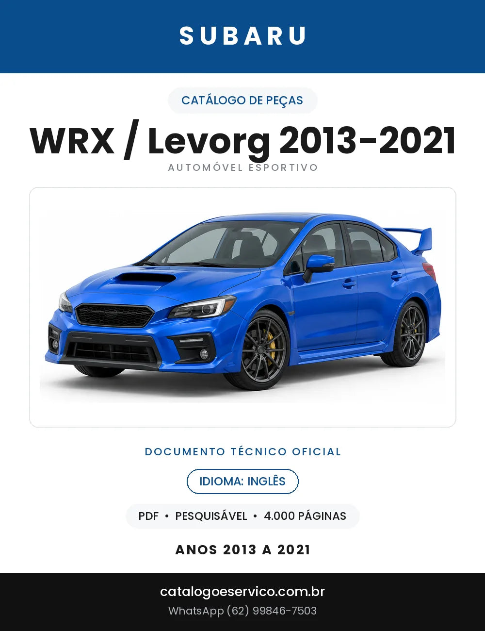 Capa do Catálogo de Peças Subaru WRX / Levorg 2013-2021