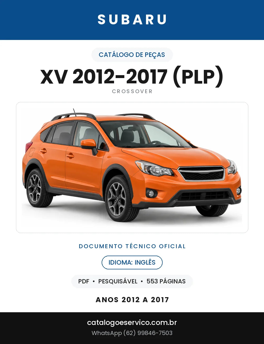 Capa do Catálogo de Peças Subaru XV 2012-2017 (PLP)