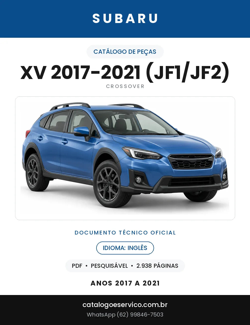 Capa do Catálogo de Peças Subaru XV 2017-2021 (JF1/JF2)