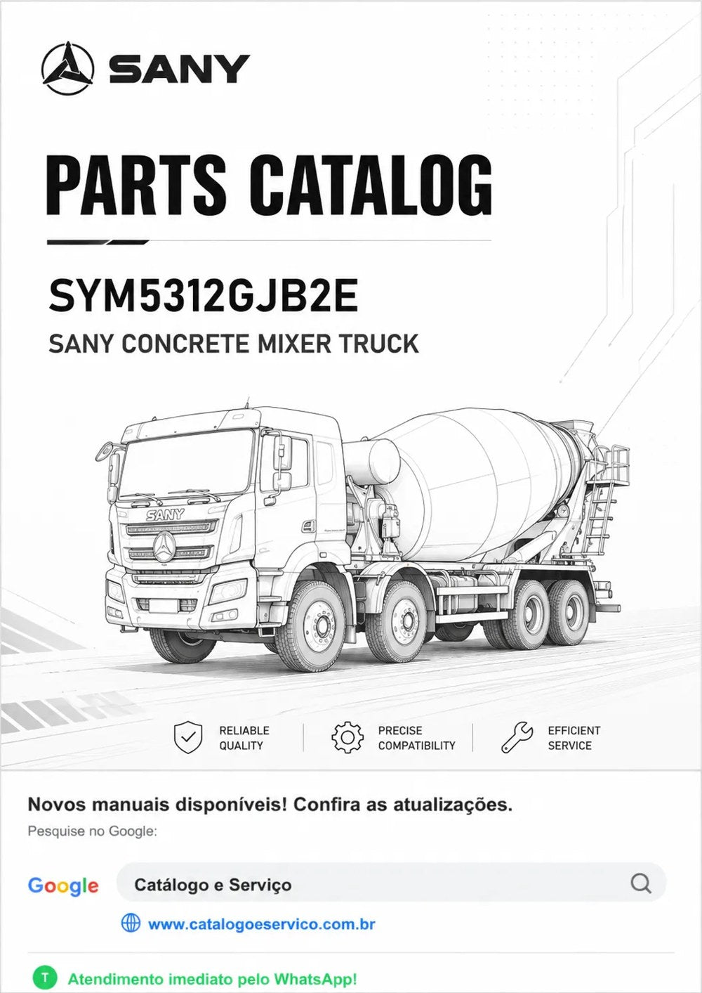 Catálogo de Peças SYM5312GJB2E Sany Caminhão Betoneira