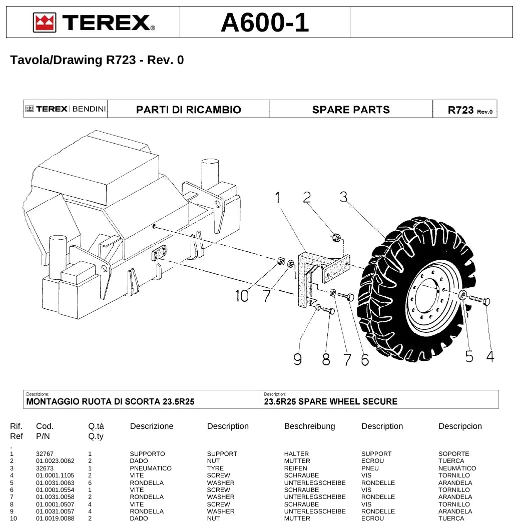 Catalogo De Peças TEREX - A600 - Guindaste — vista explodida