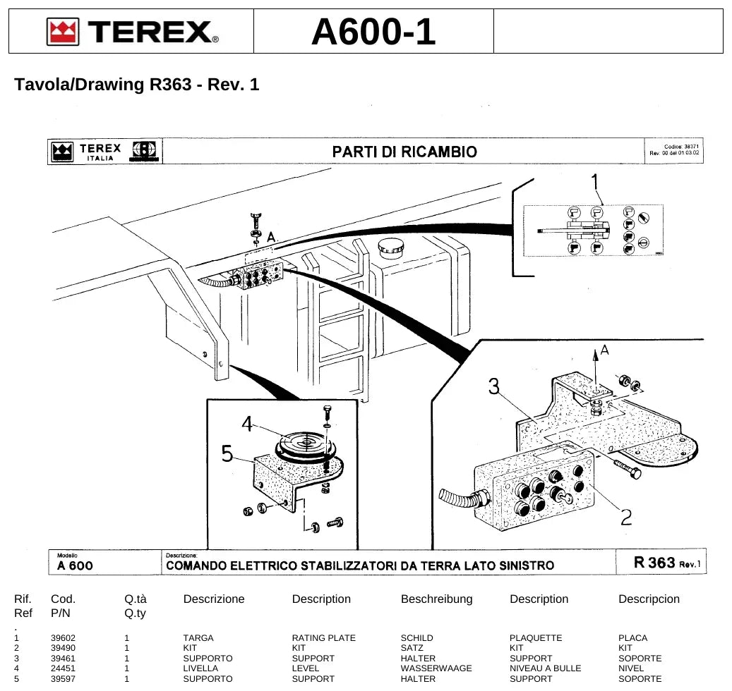 Catalogo De Peças TEREX - A600 - Guindaste — vista explodida