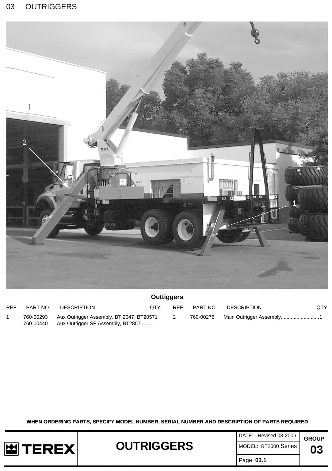 Catalogo De Peças TEREX - BT2000 - Guindaste — vista explodida