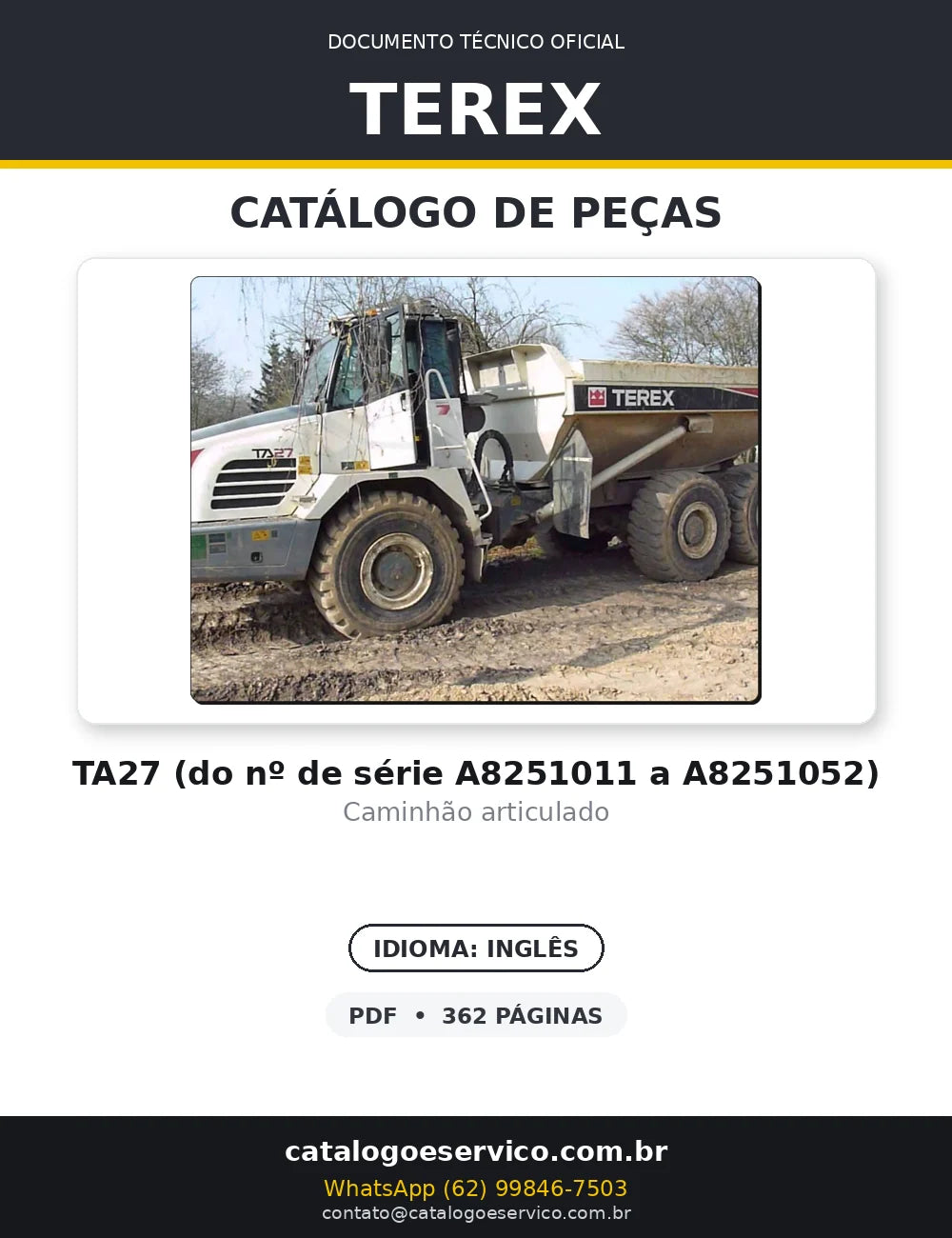 Catalogo De Peças TEREX - TA27 - Caminhao Articulado — capa