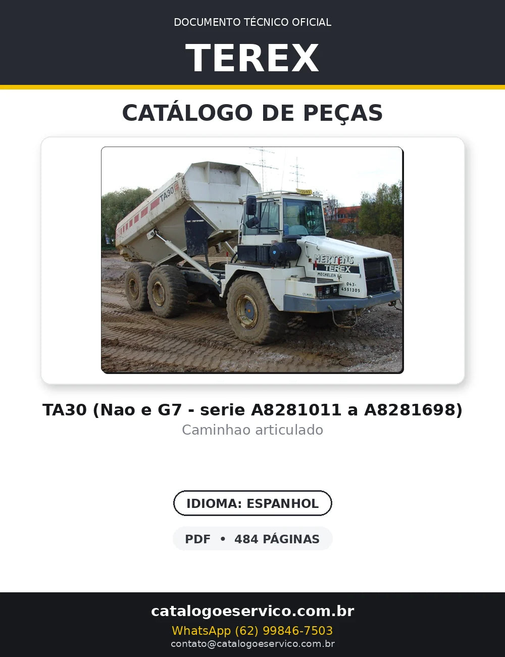 Catalogo De Peças TEREX - TA30 G7 - Caminhao Articulado — capa