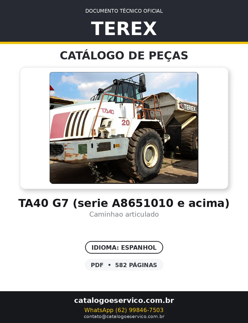 Catalogo De Peças TEREX - TA40 G7 - Caminhao Articulado — capa