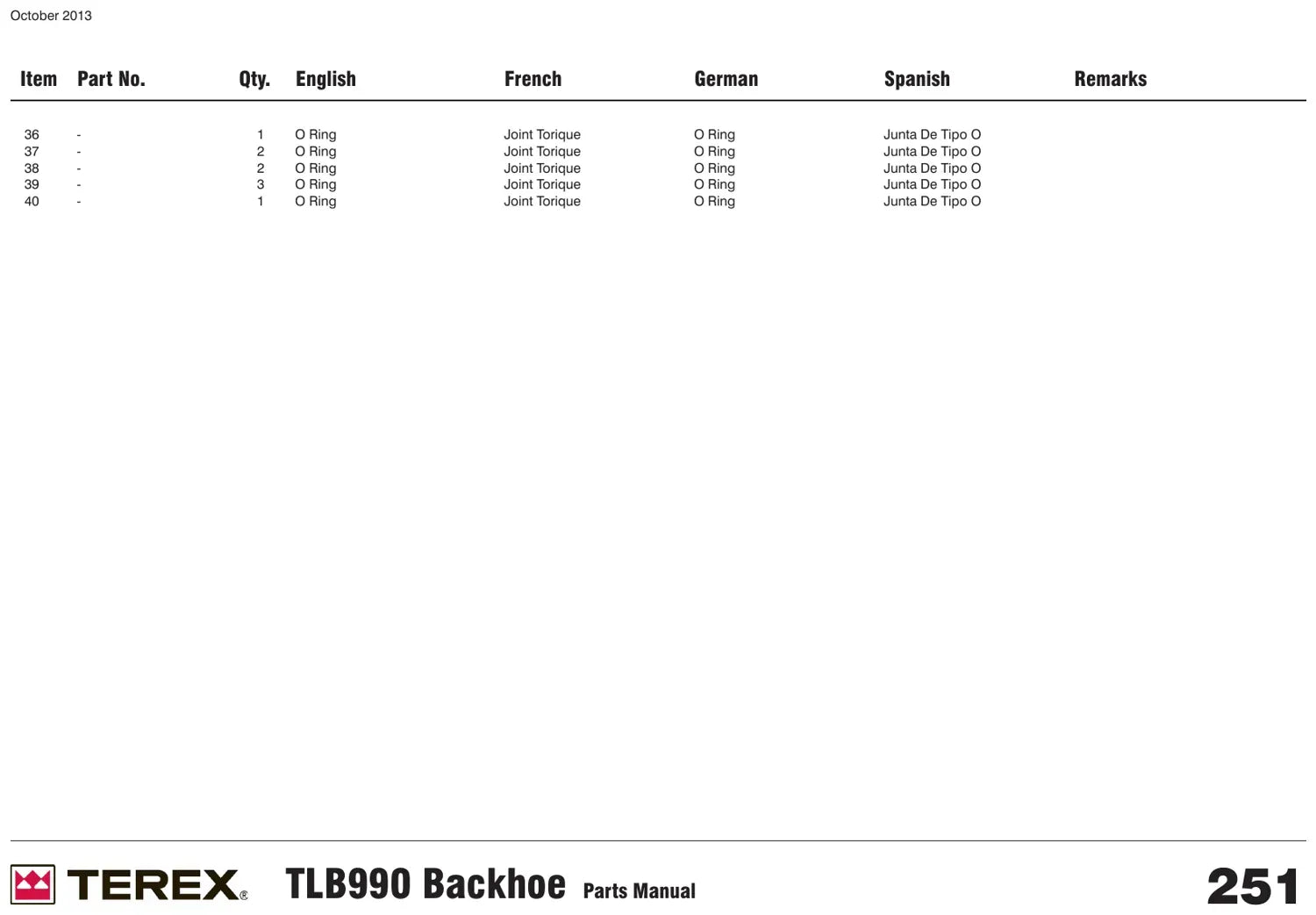 Catalogo De Peças TEREX - TLB990 Tier 3 STAGE 3B - Retroescavadeira — vista explodida