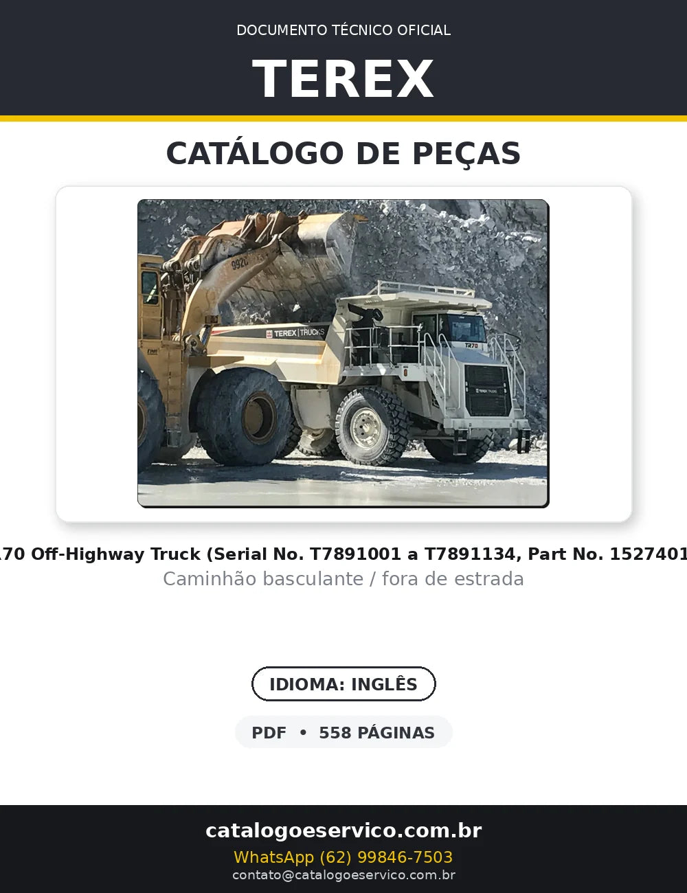 Catalogo De Peças TEREX - TR70 - Caminhão Basculante — capa