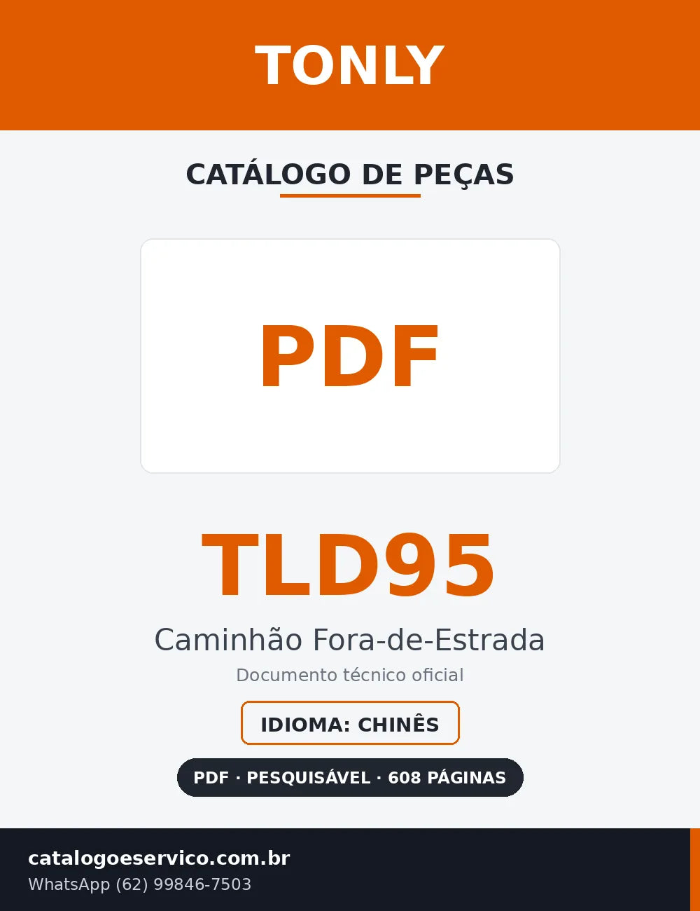 Capa Catálogo de Peças Tonly TLD95 Caminhão Fora-de-Estrada