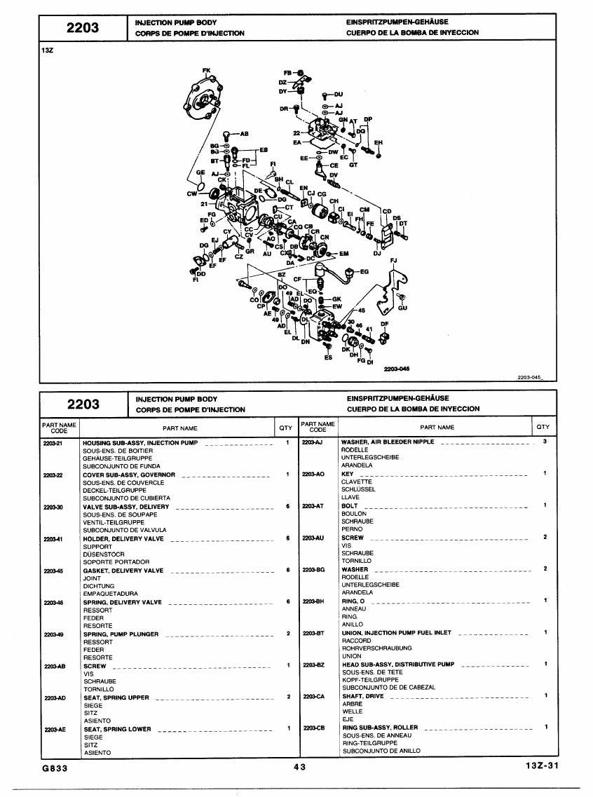 Catálogo de Peças Toyota 02-6FDU33,35,40,45, 02-6FDAU50 Empilhadeira a Combustão — vista explodida 1