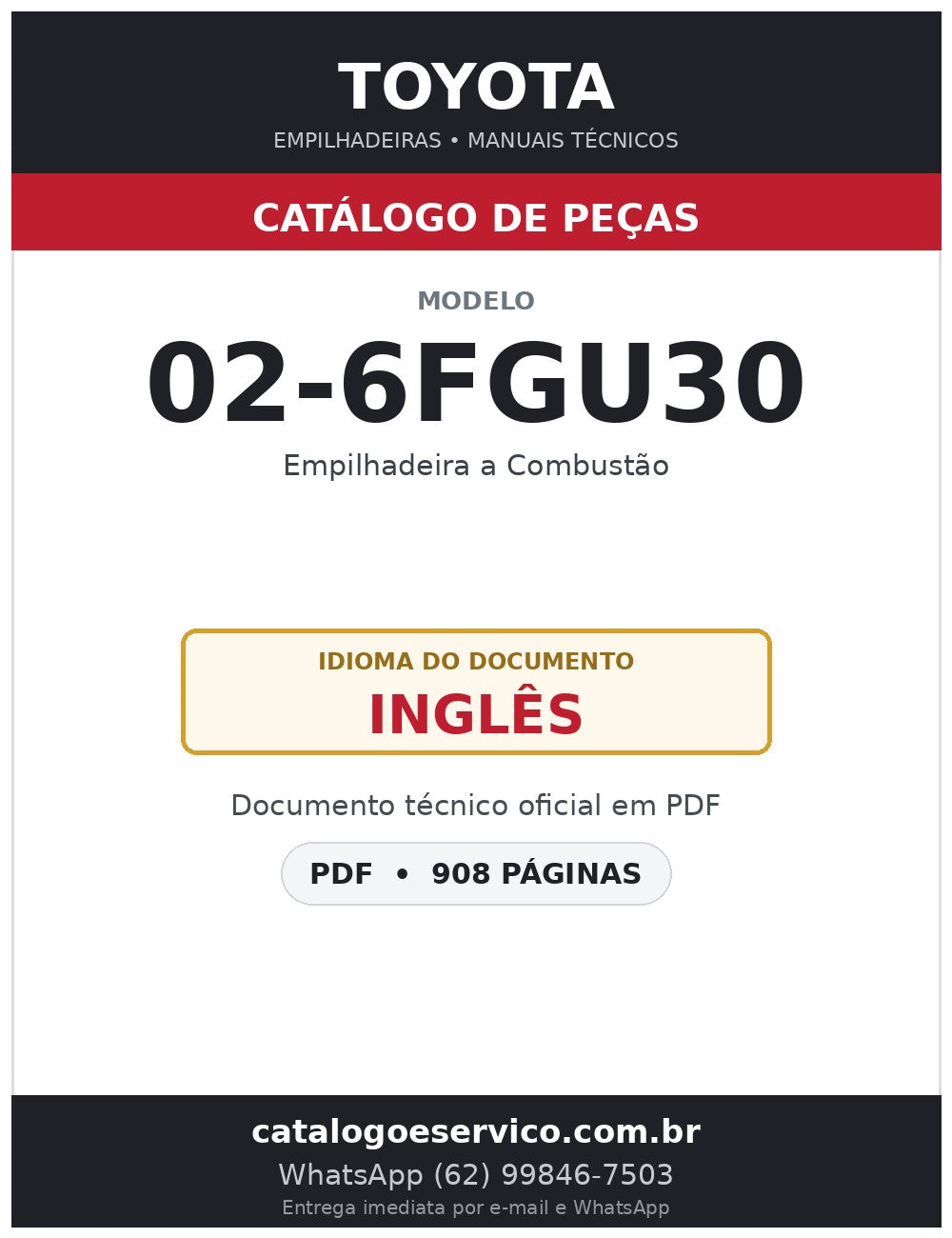Catálogo de Peças Toyota 02-6FGU30 Empilhadeira a Combustão