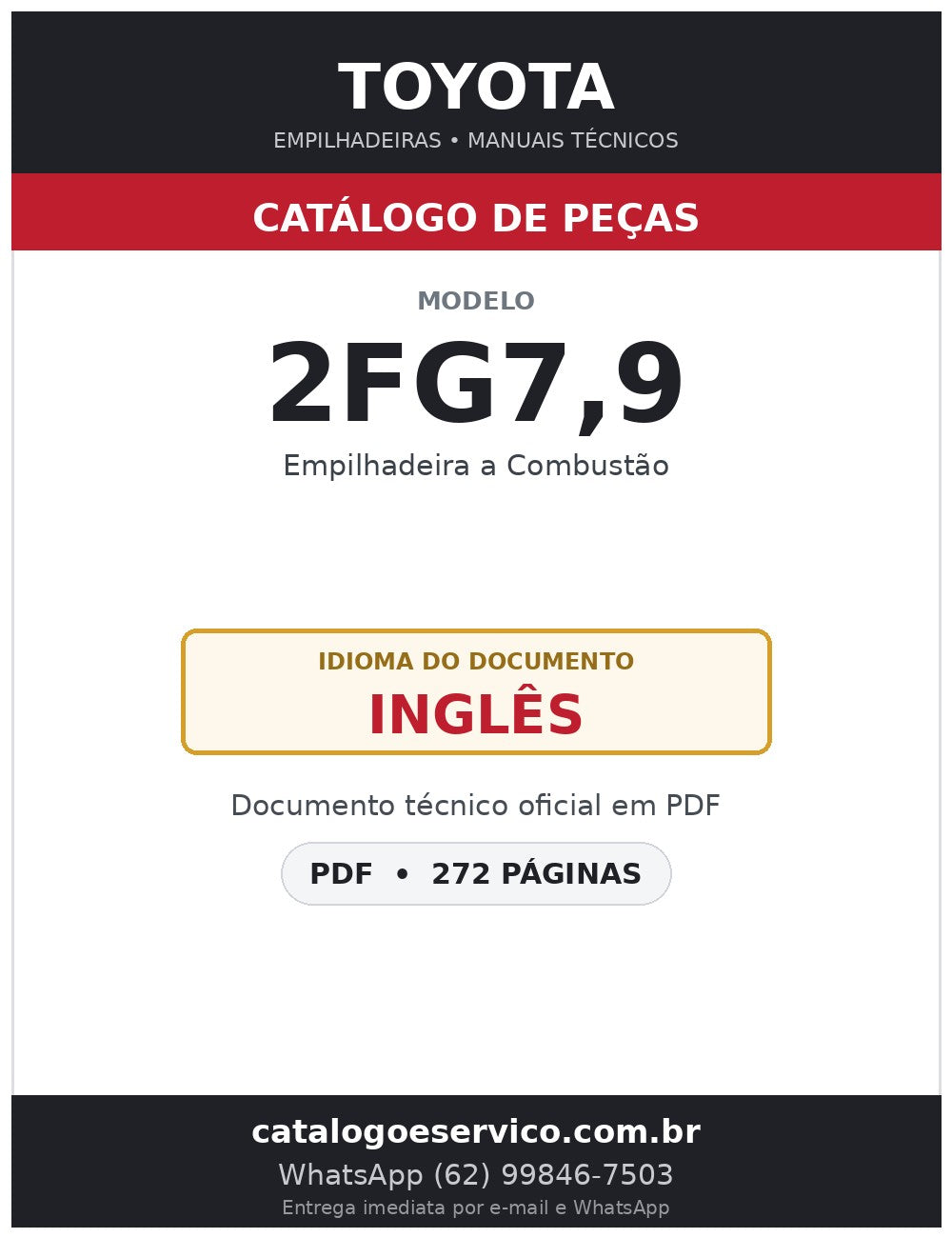 Catálogo de Peças Toyota 2FG7,9 Empilhadeira a Combustão