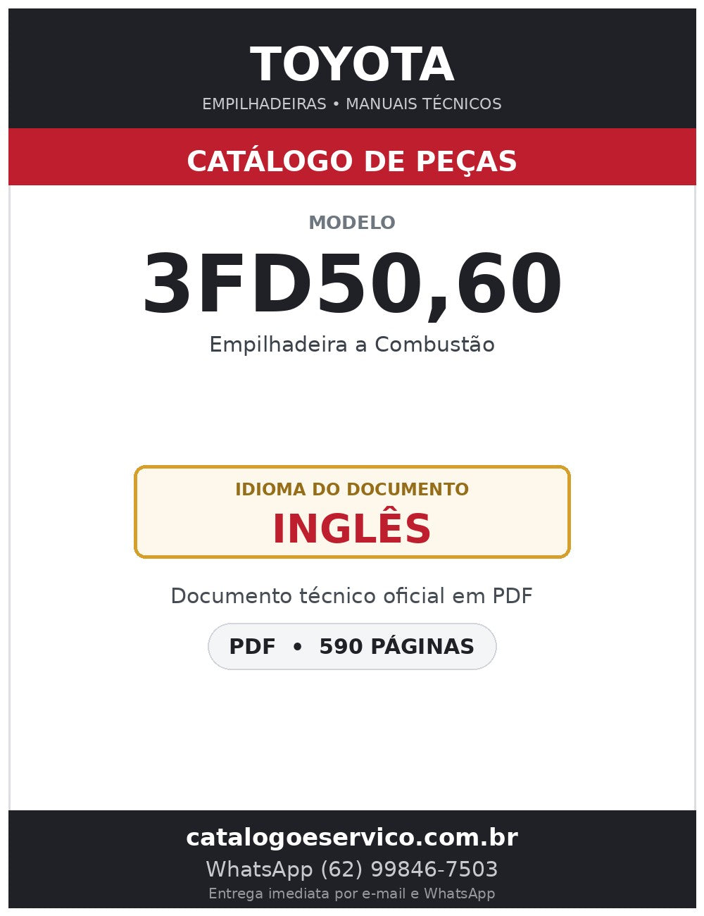 Catálogo de Peças Toyota 3FD50,60 Empilhadeira a Combustão