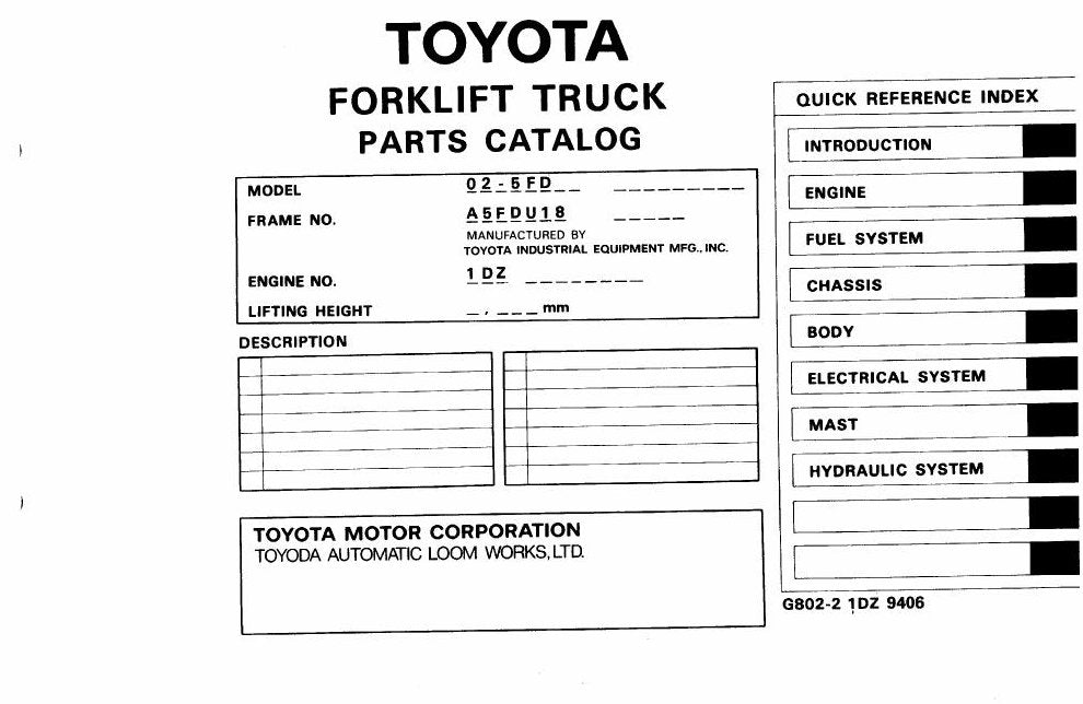 Catálogo de Peças Toyota 42-5FG10,15,18 Empilhadeira a Combustão — vista explodida 2