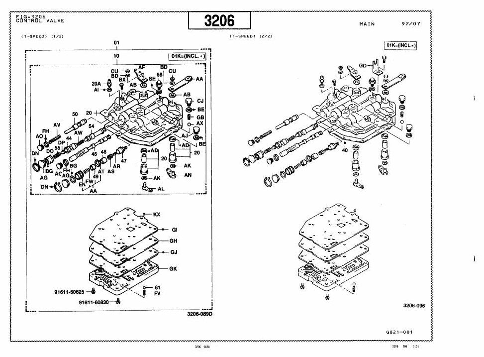 Catálogo de Peças Toyota 42-6FGU20,25 Empilhadeira a Combustão — vista explodida 1