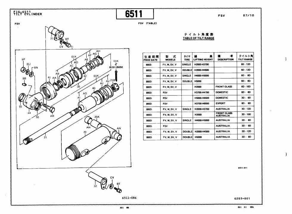 Catálogo de Peças Toyota 4FB/30-4FB20,25, 4FBJ/30-4FBJ20,25 Empilhadeira — vista explodida 3