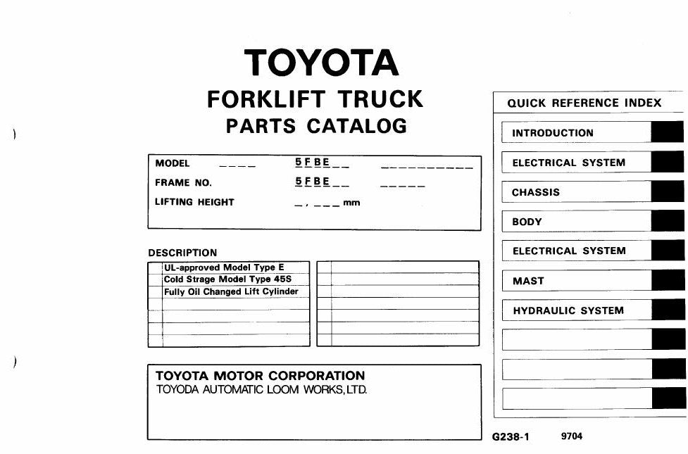 Catálogo de Peças Toyota 5FBE10,13,15,18,20 Empilhadeira Elétrica — vista explodida 3