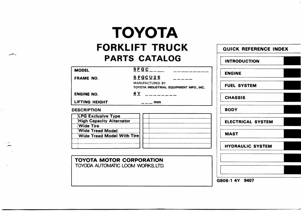 Catálogo de Peças Toyota 5FDC20,25 Empilhadeira a Combustão — vista explodida 3