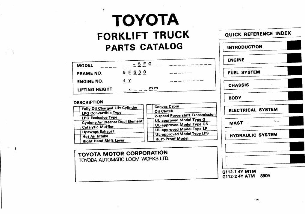 Catálogo de Peças Toyota 5FG28,30 Empilhadeira a Combustão — vista explodida 4