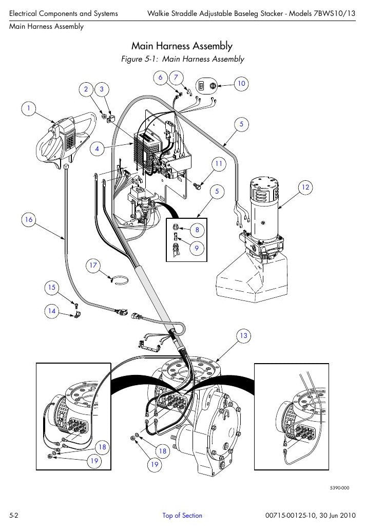 Catálogo de Peças Toyota 7BWS10,13 Empilhadeira Elétrica Walkie — vista explodida 1
