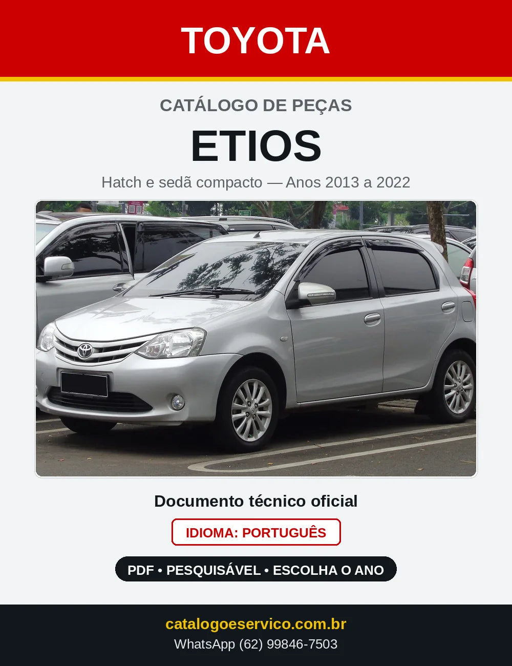 Capa do Catálogo de Peças Toyota Etios 2013 a 2022 em PDF