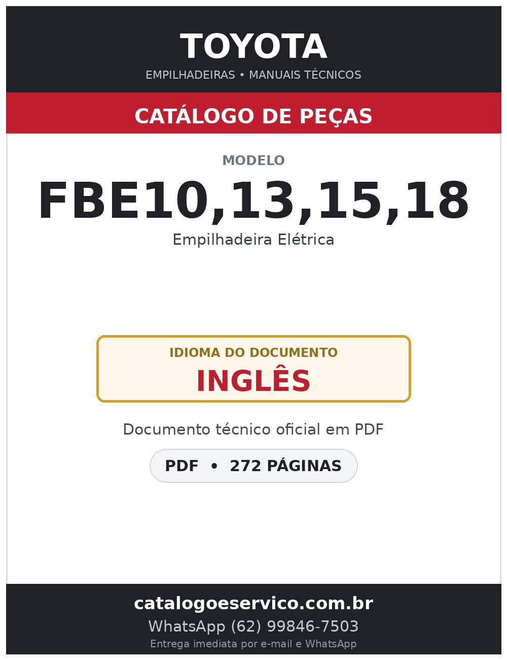 Catálogo de Peças Toyota FBE10,13,15,18 Empilhadeira Elétrica