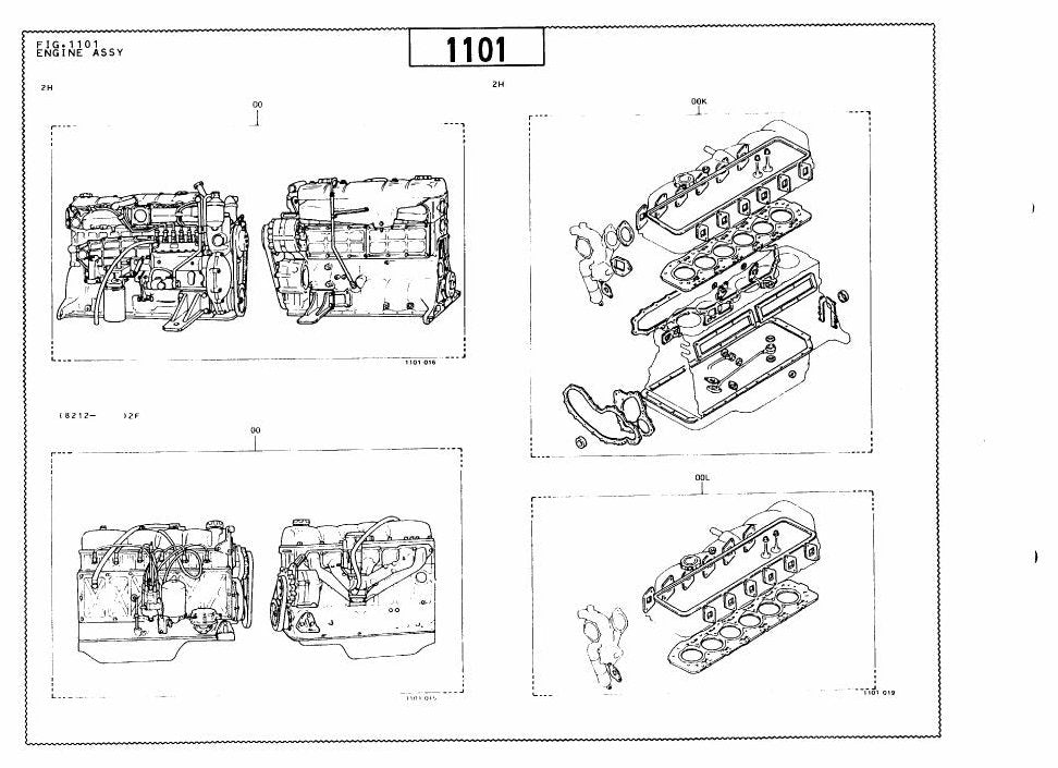 Catálogo de Peças Toyota FDC45 (motor 2H) Empilhadeira a Combustão — vista explodida 1