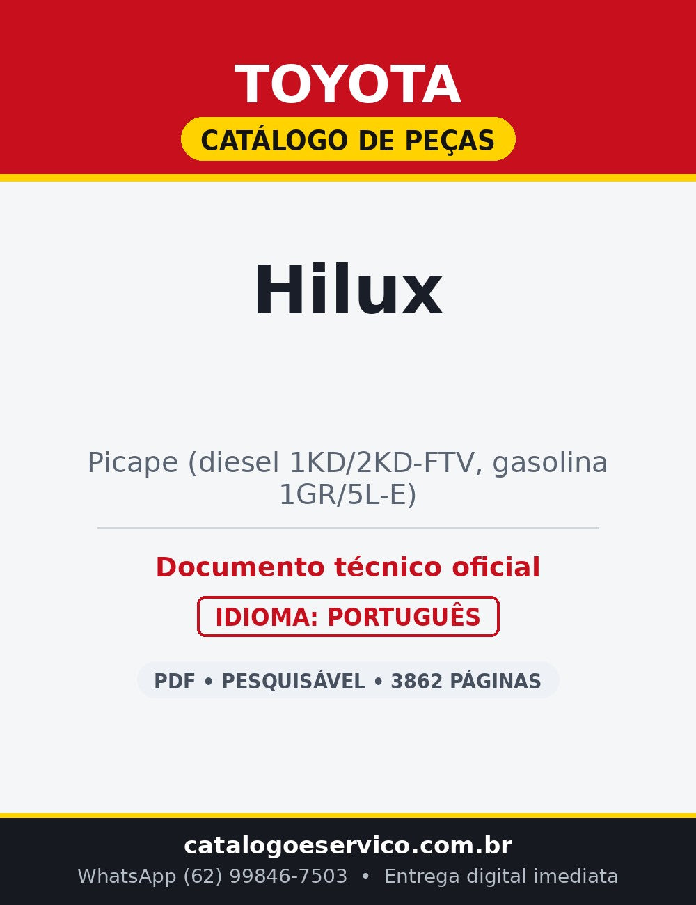 Catálogo de Peças Toyota Hilux — Picape (1KD/2KD-FTV, 1GR-FE)