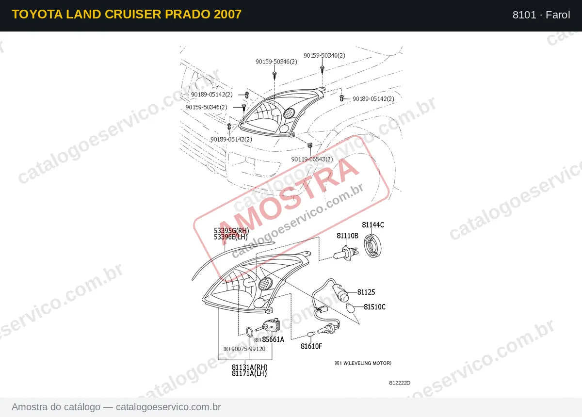 Vista explodida Farol — Toyota Land Cruiser Prado 2007