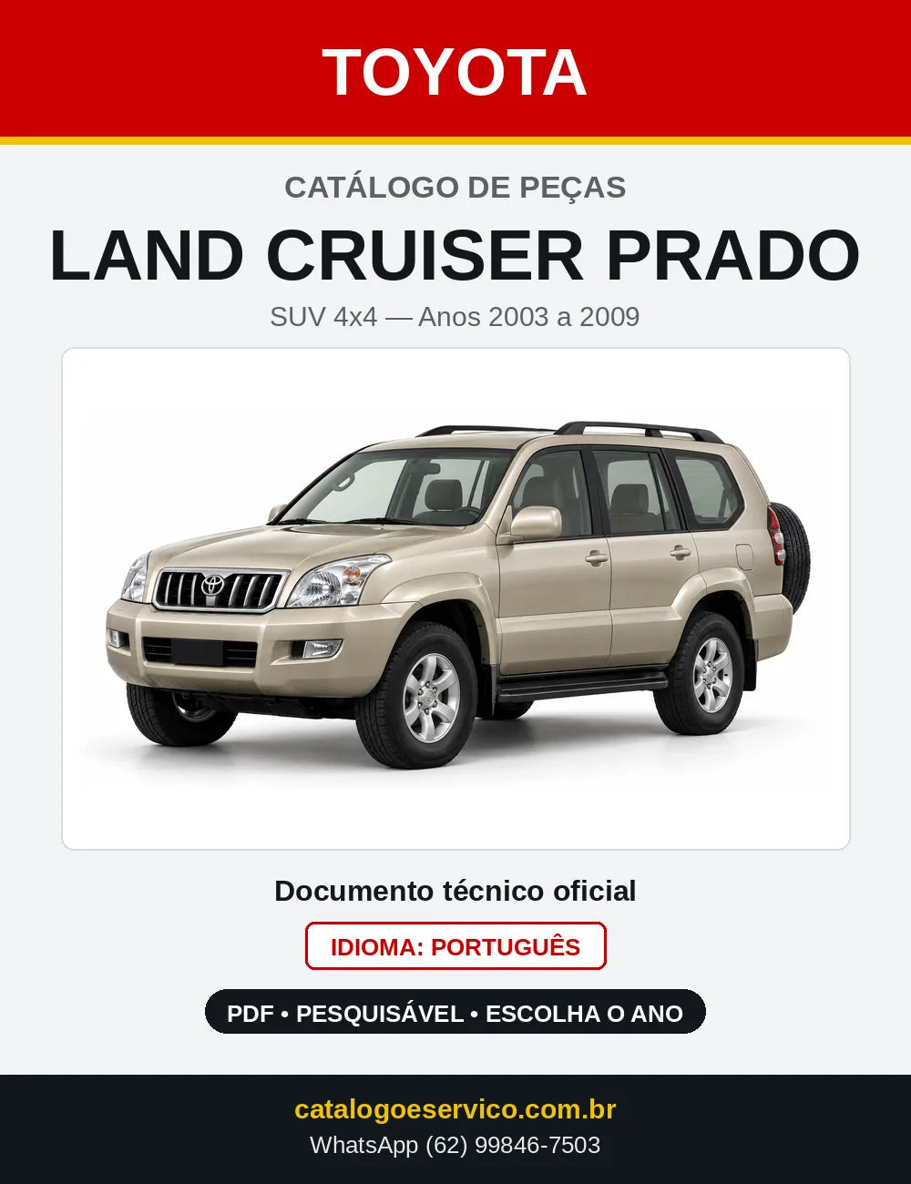 Capa do Catálogo de Peças Toyota Land Cruiser Prado 2003 a 2009 em PDF