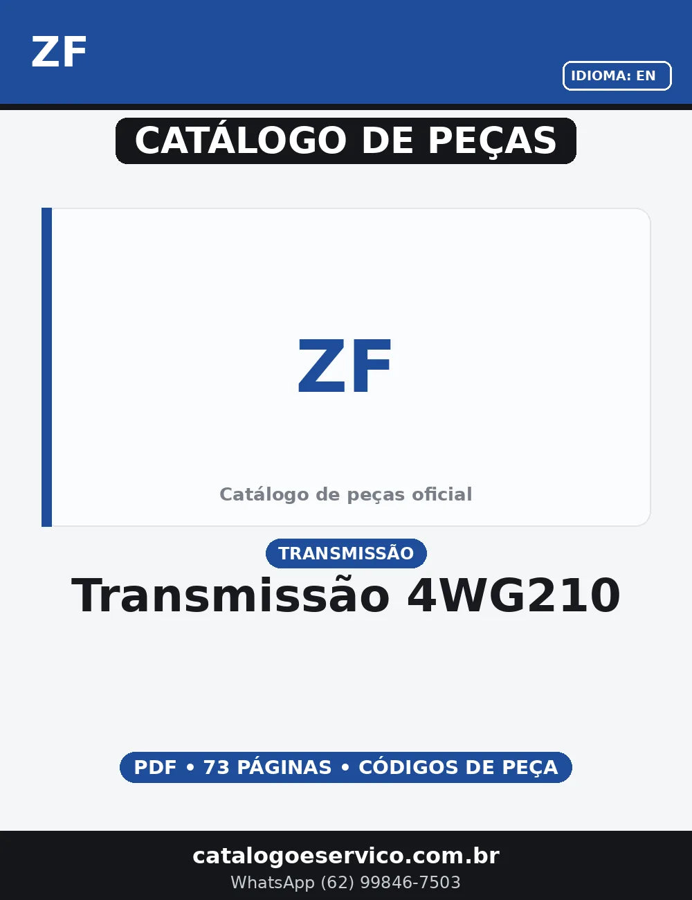 CATÁLOGO DE PEÇAS TRANSMISSÃO 4WG210 - ZF — capa do catálogo de peças