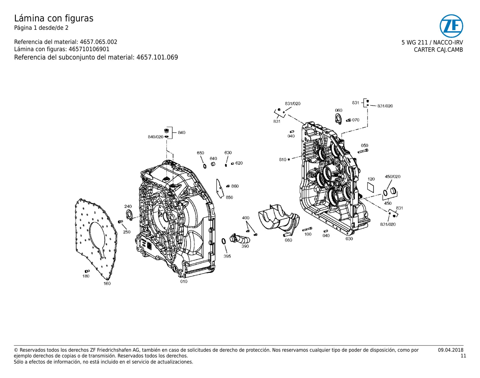 CATÁLOGO DE PEÇAS TRANSMISSÃO - 5WG 211 - ZF — diagrama técnico