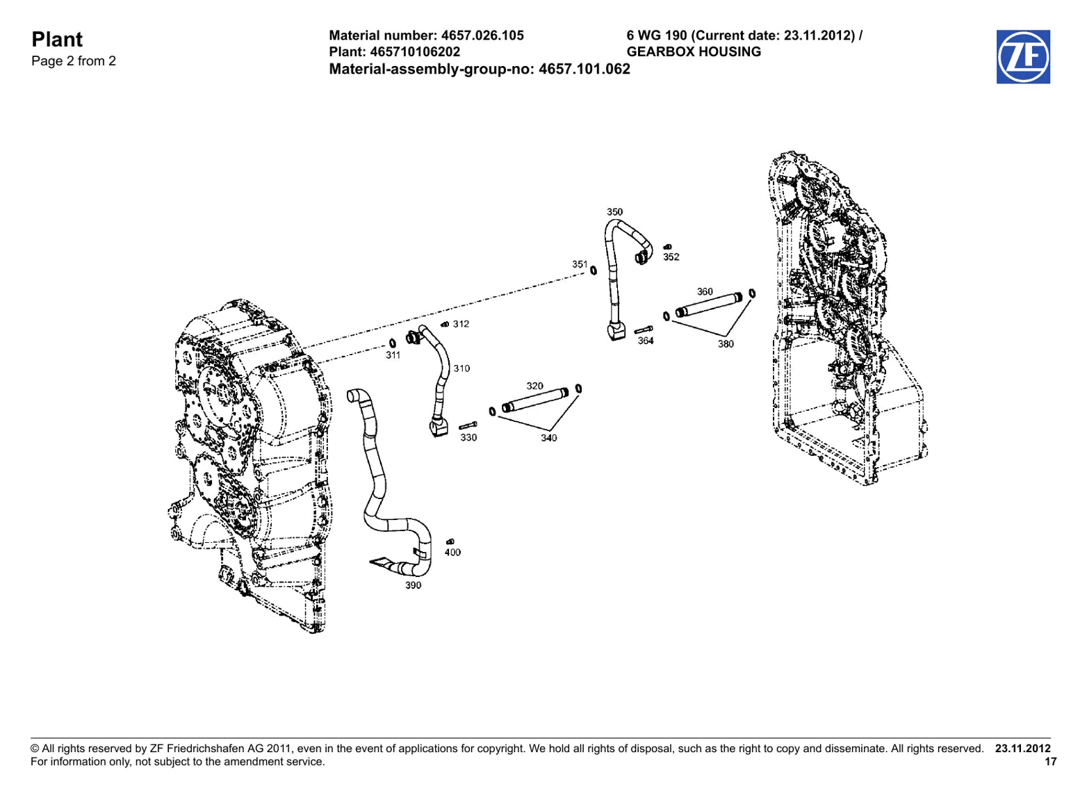 CATÁLOGO DE PEÇAS TRANSMISSÃO - 6WG190 - ZF — diagrama técnico