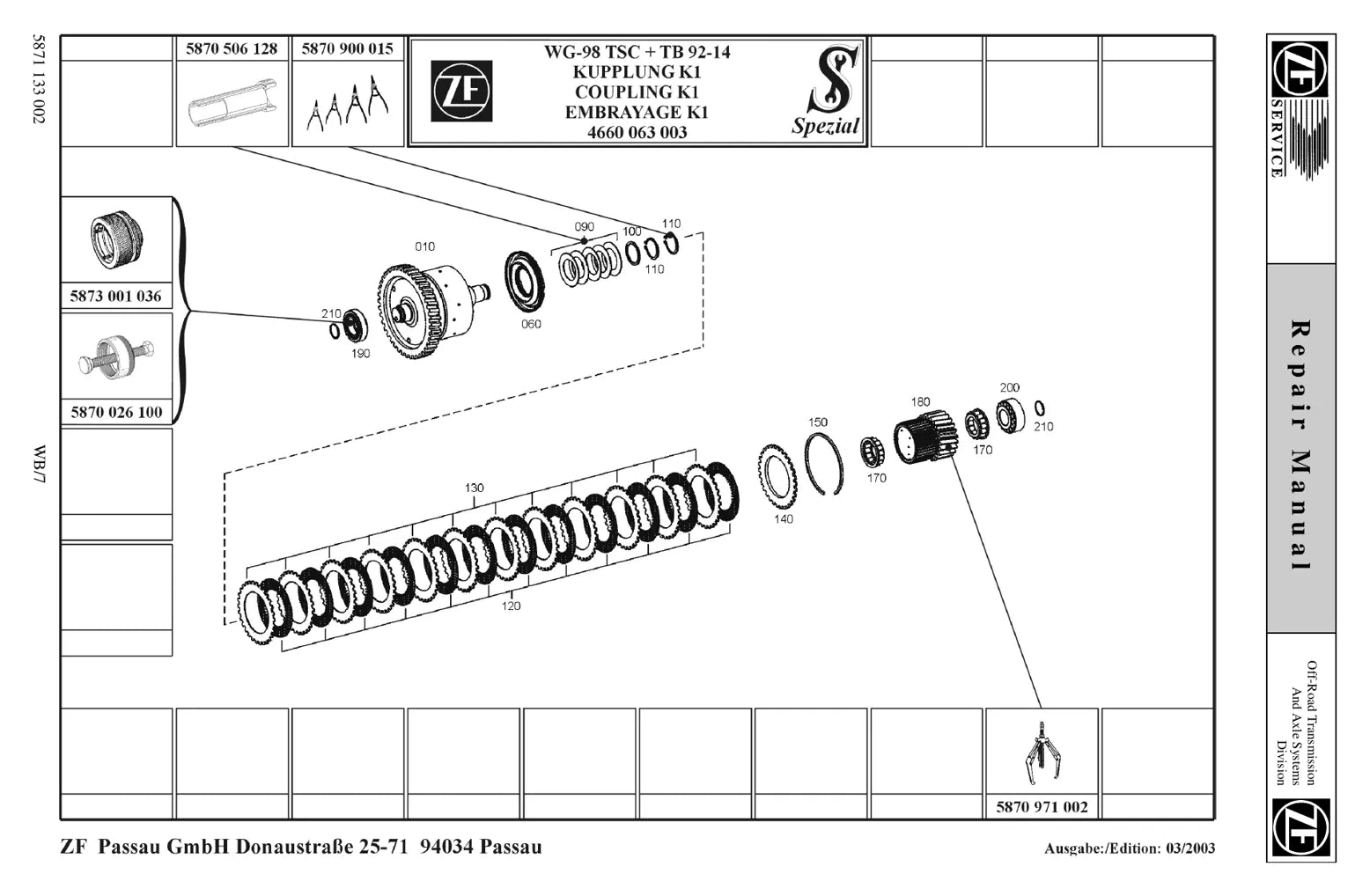 CATÁLOGO DE PEÇAS TRANSMISSÃO - WG98 TC - ZF — diagrama técnico