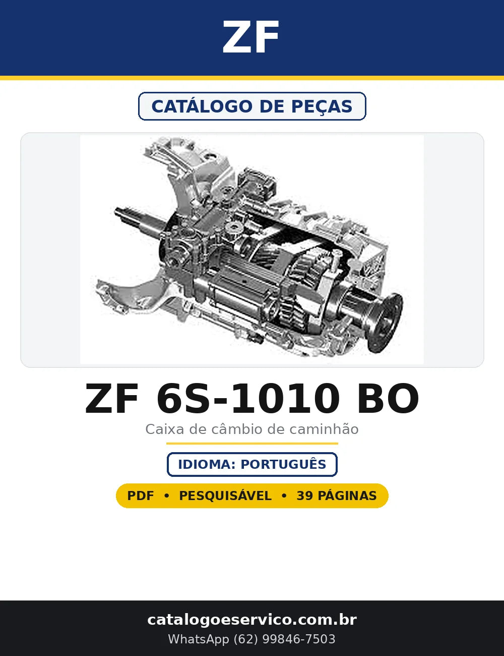 Capa do Catálogo de Peças ZF ZF 6S-1010 BO em PDF com 39 páginas