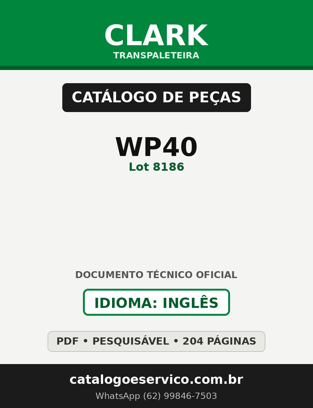 Catálogo de Peças Transpaleteira Clark WP40 (Lot 8186)