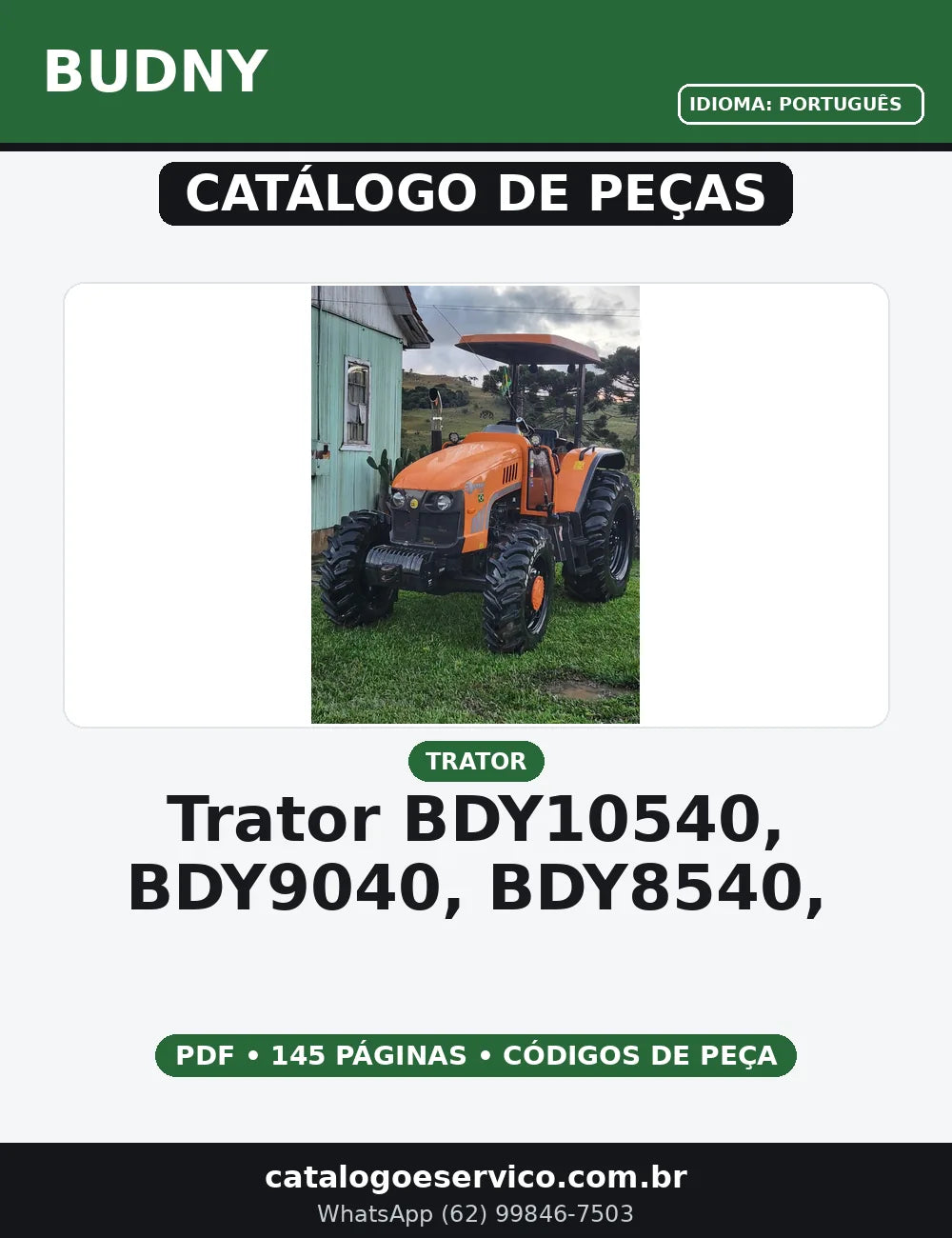 CATALOGO DE PEÇAS TRATOR - BDY10540, BDY9040, BDY8540, BDY7540 BUDNY — capa do catálogo de peças