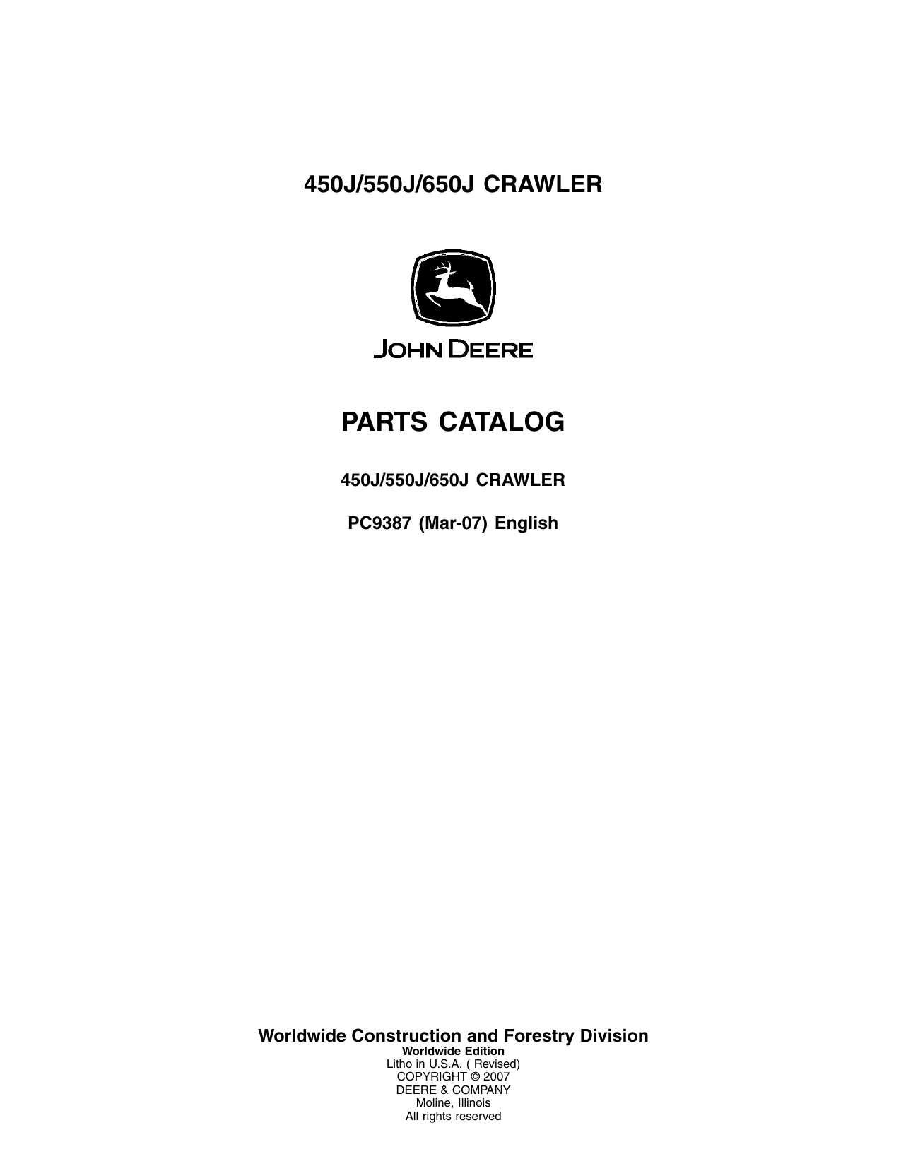 Catálogo de Peças Trator de Esteira John Deere 450J/550J/650J