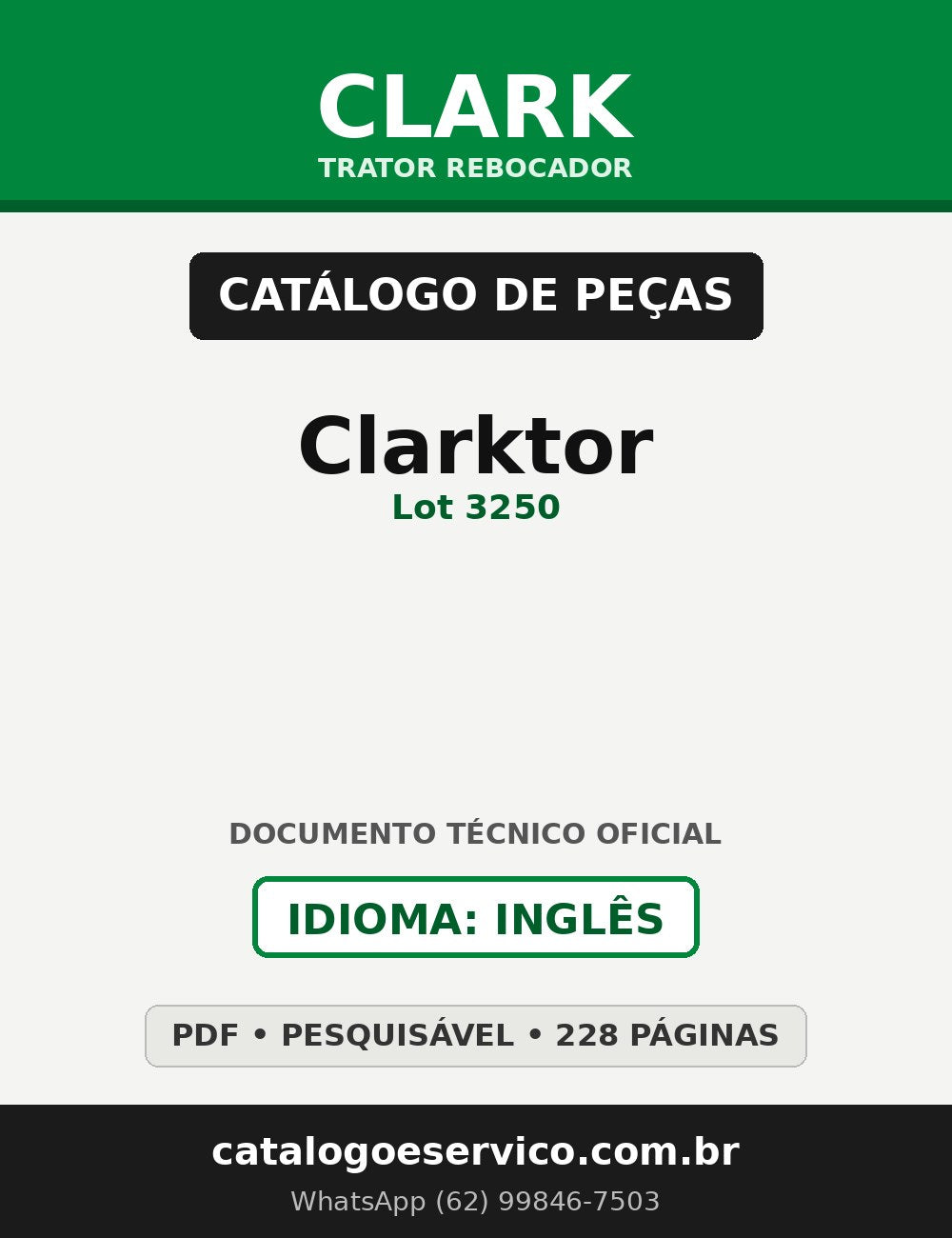 Catálogo de Peças Trator Rebocador Clark Clarktor (Lot 3250)