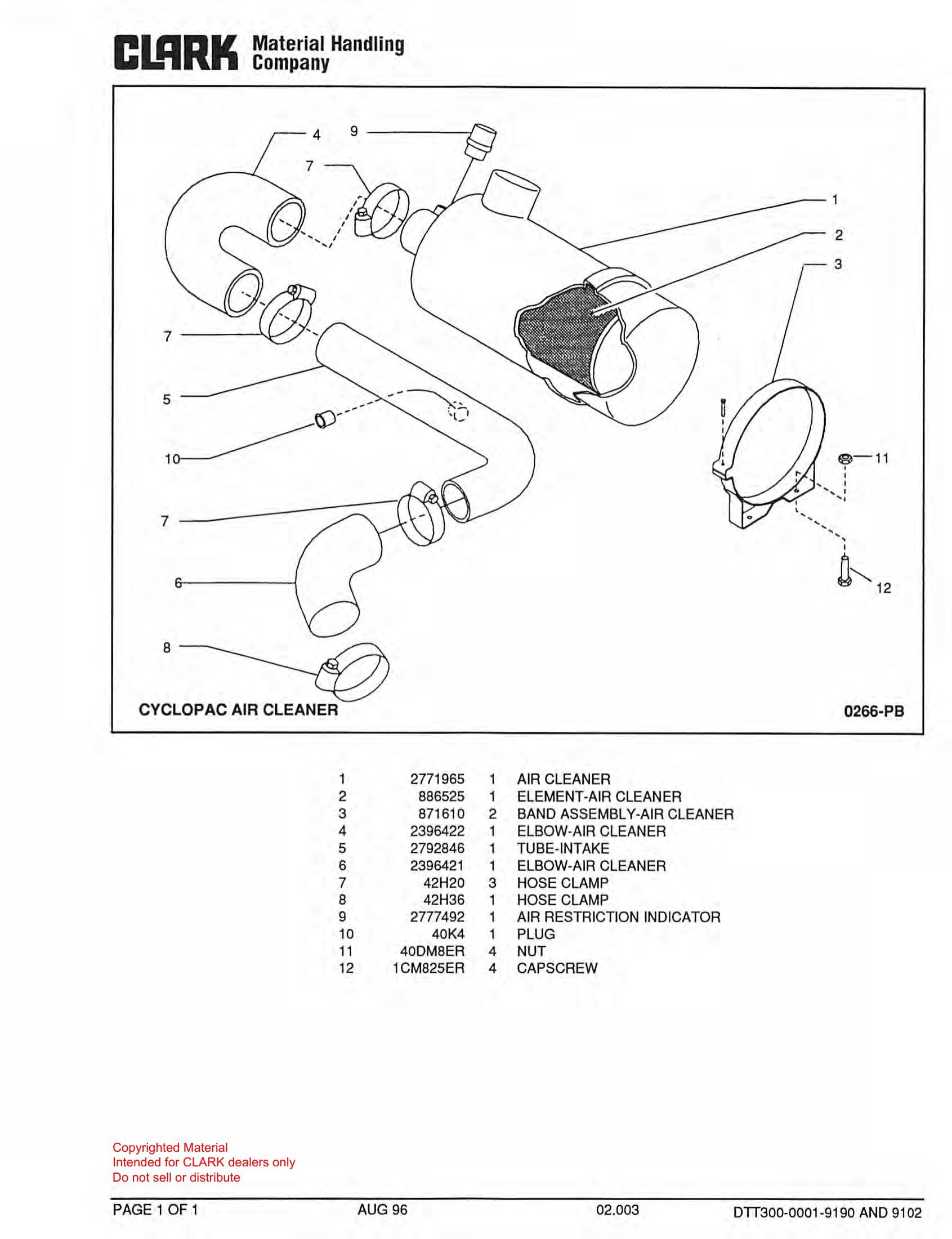 Catálogo de Peças Trator Rebocador Clark DTT 30 (Book X171) - página interna