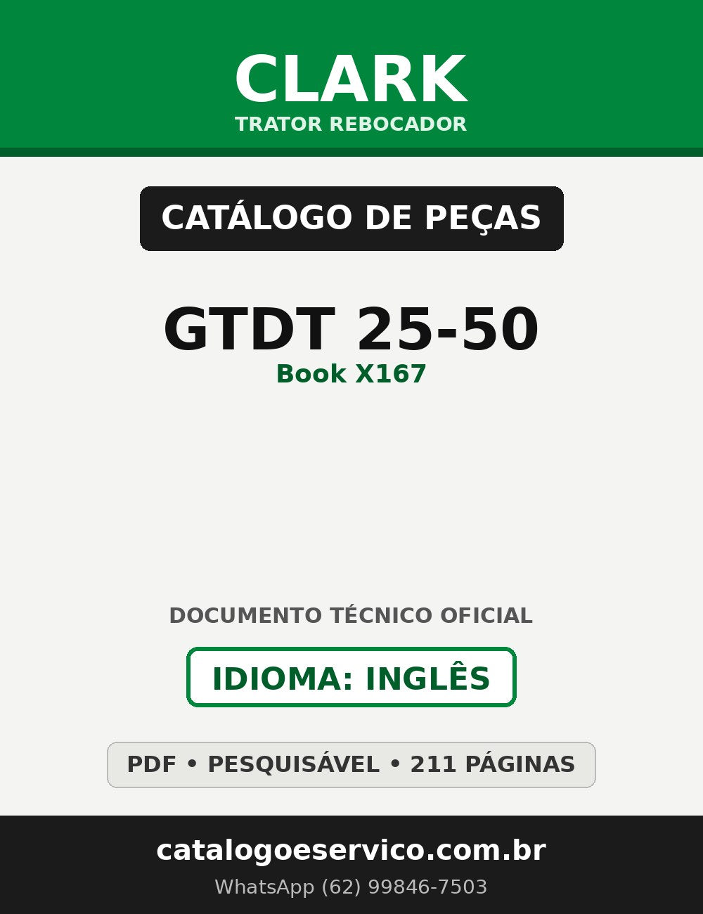 Catálogo de Peças Trator Rebocador Clark GTDT 25-50 (Book X167)