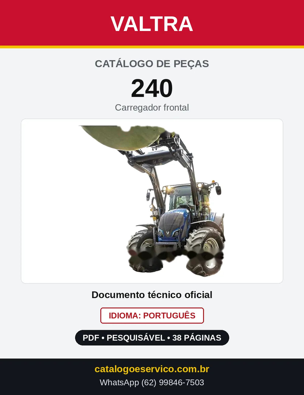 Capa do Catálogo de Peças Valtra 240 — Carregador frontal