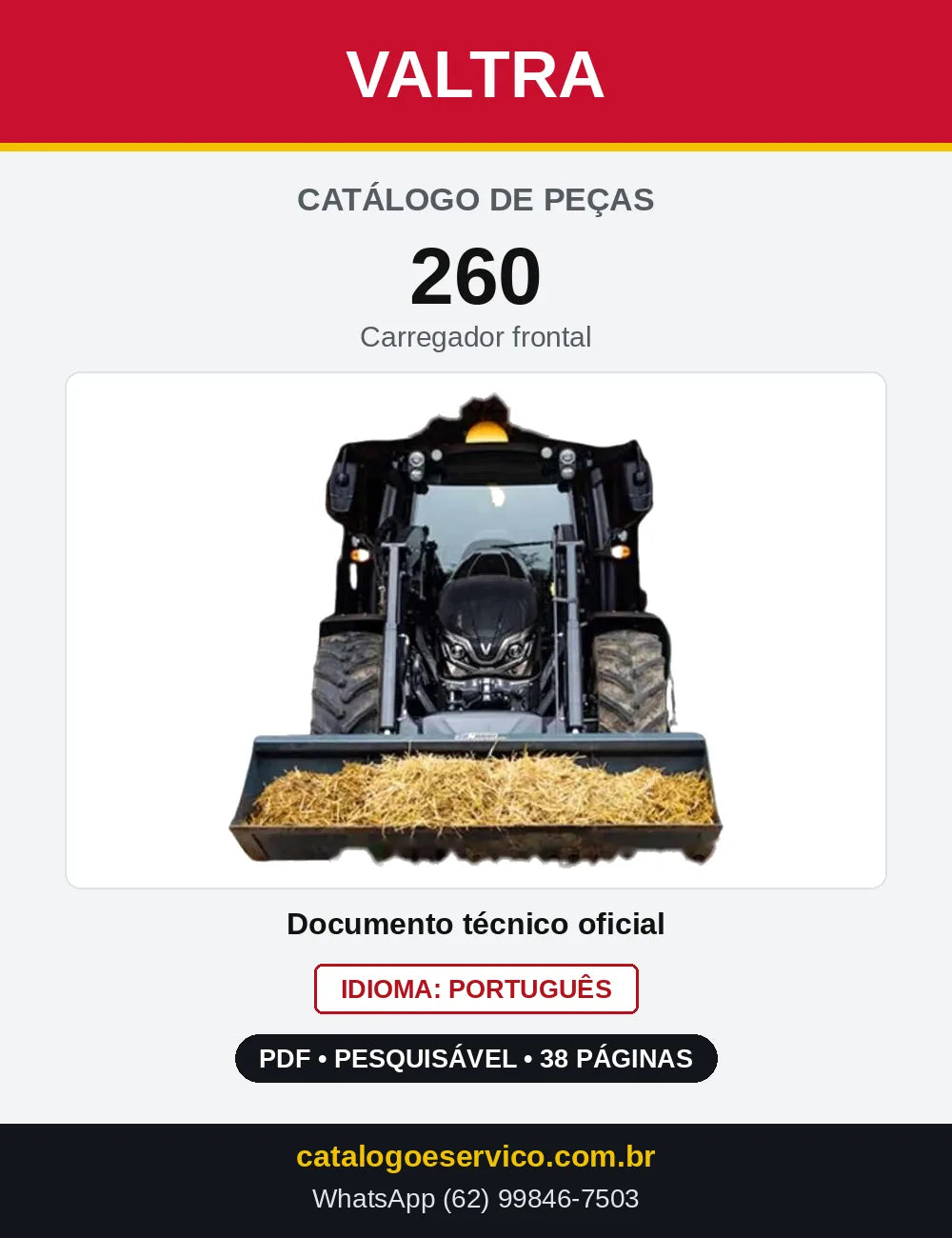 Capa do Catálogo de Peças Valtra 260 — Carregador frontal