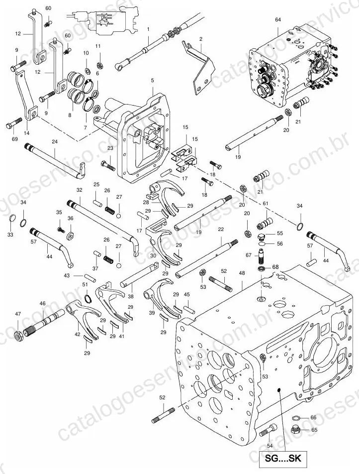 Vista explodida do Catálogo de Peças Valtra 6400 e 6400LS — exemplo 4