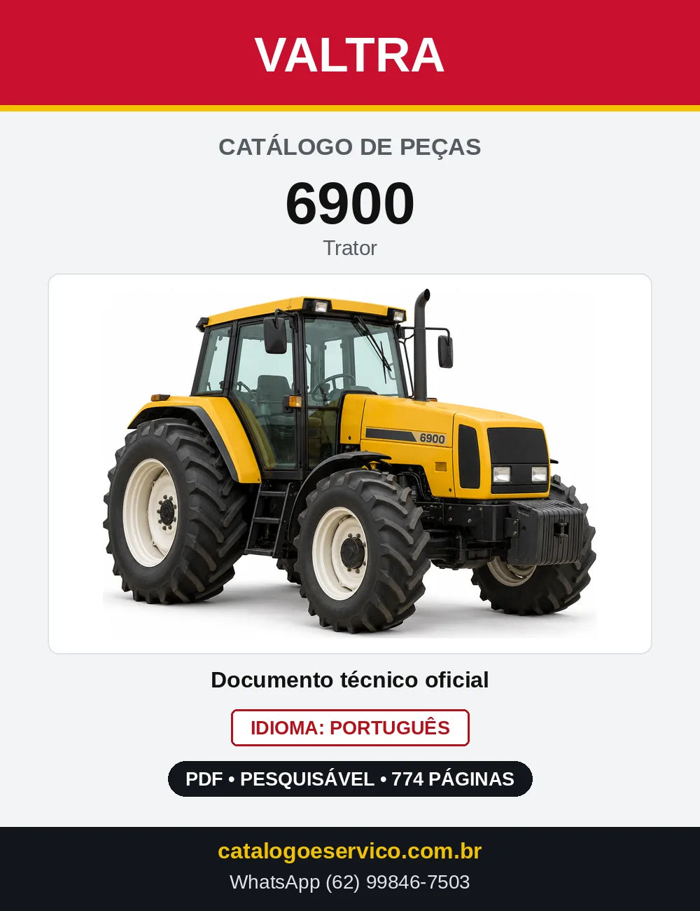 Capa do Catálogo de Peças Valtra 6900 — Trator