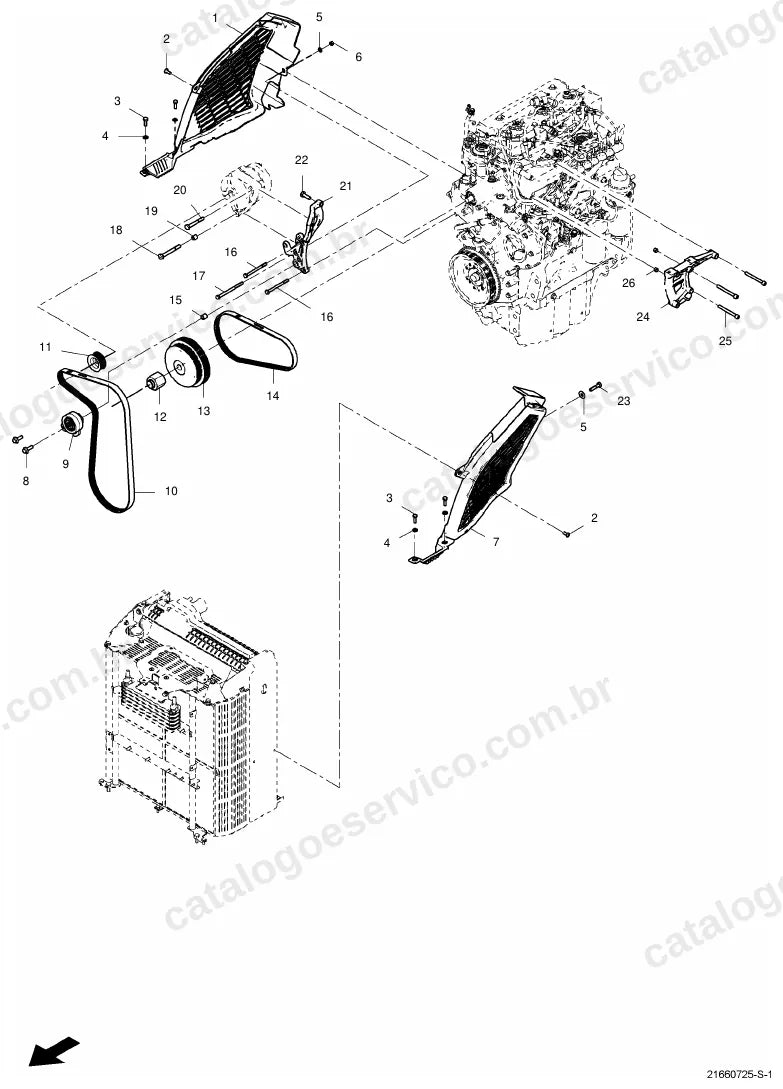 Vista explodida do catálogo de peças Valtra A74SC — figura 1