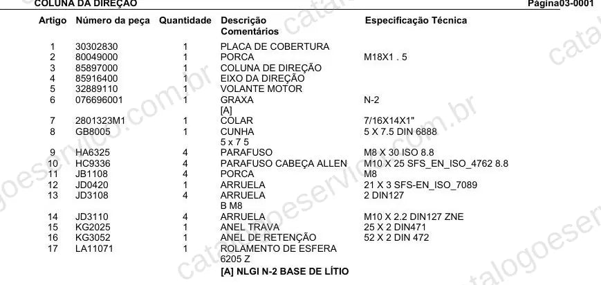Vista explodida do Catálogo de Peças Valtra A850 — exemplo 2