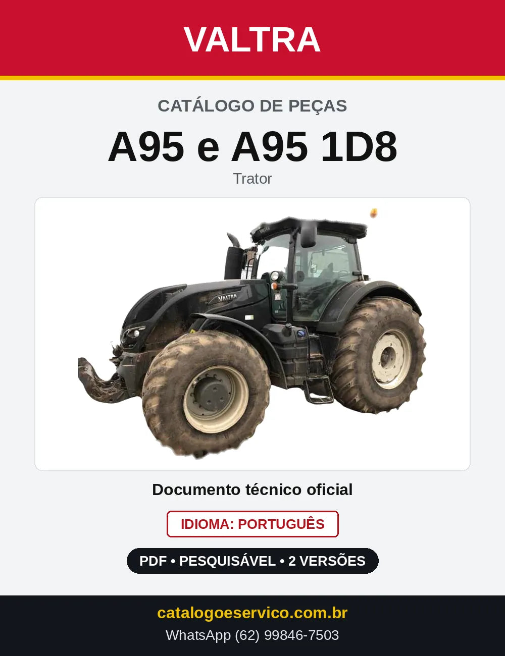 Capa do Catálogo de Peças Valtra A95 — Trator