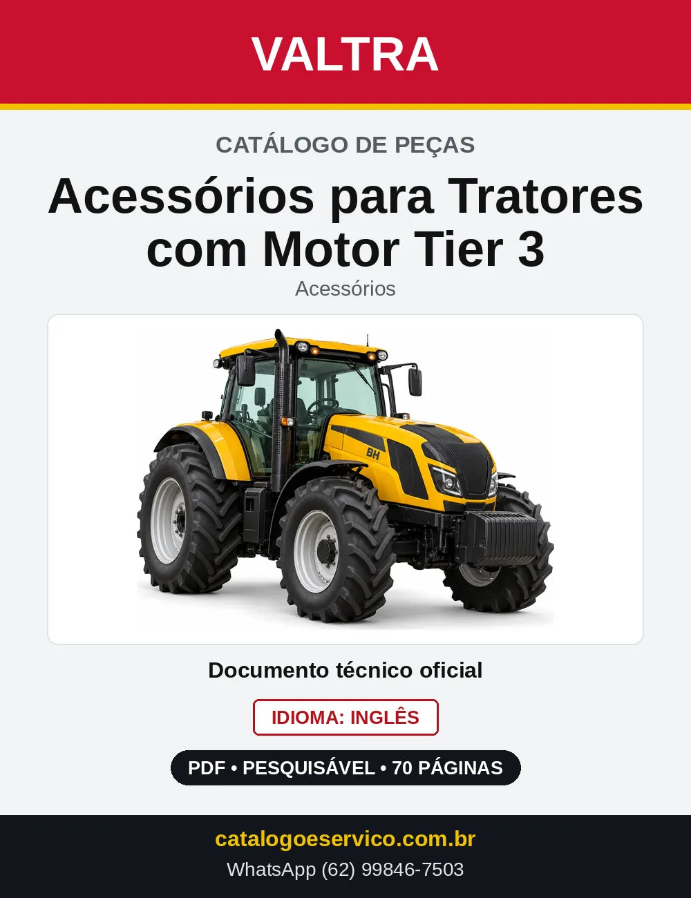 Capa do Catálogo de Peças Valtra Acessórios para Tratores com Motor Tier 3 — Acessórios